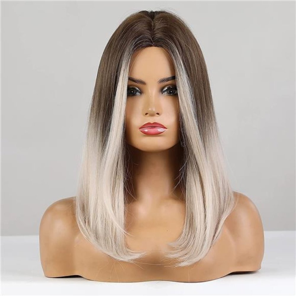 Women's Ombre Blonde Bob Wig Shoulder Length Wig - Picture 3 of 6